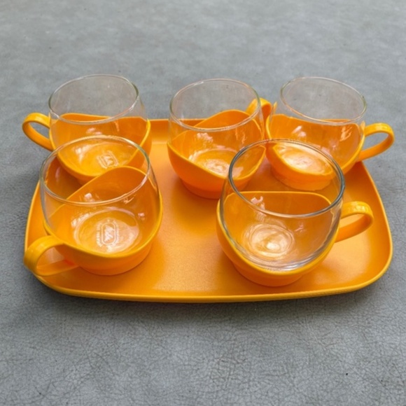 Melitta 5 Orange Glasses & Tray - Picture 4 of 5